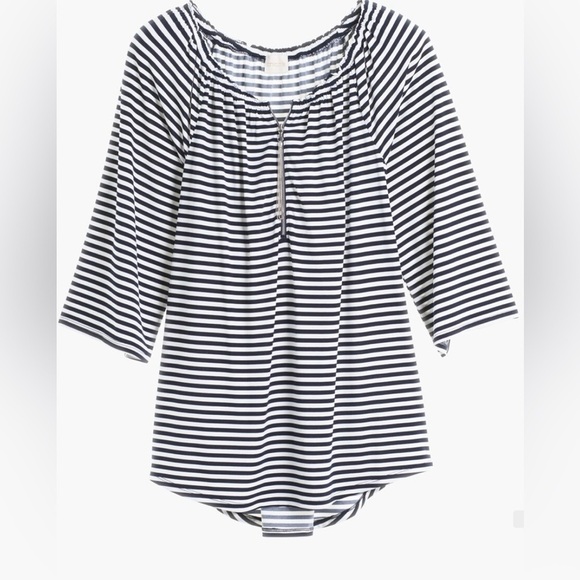 Chicos/ Stripe Off-The-Shoulder Top/ Blue & White Classic / size 1 - Picture 2 of 14